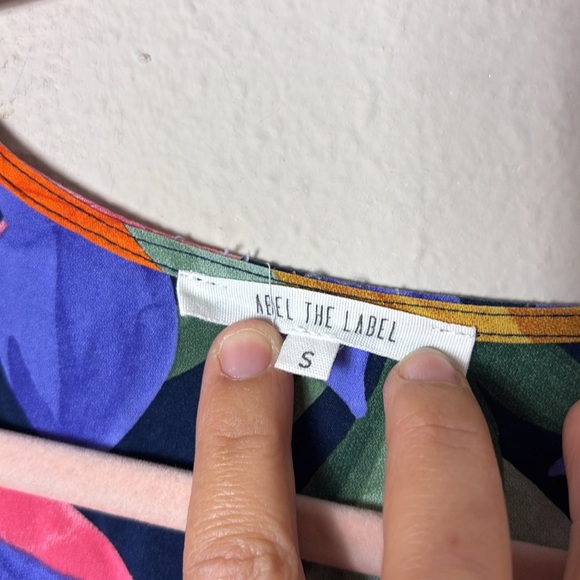 Abel The Label Anthropologie Tropical Multicolor Palm Leaf Dress Size Small - Picture 7 of 14